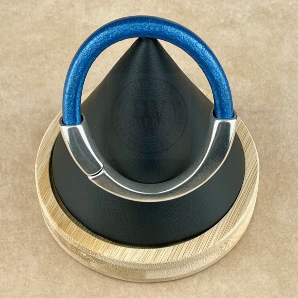 Arena Leather Bracelet in Metallic Cobalt Blue – Silver Magnetic