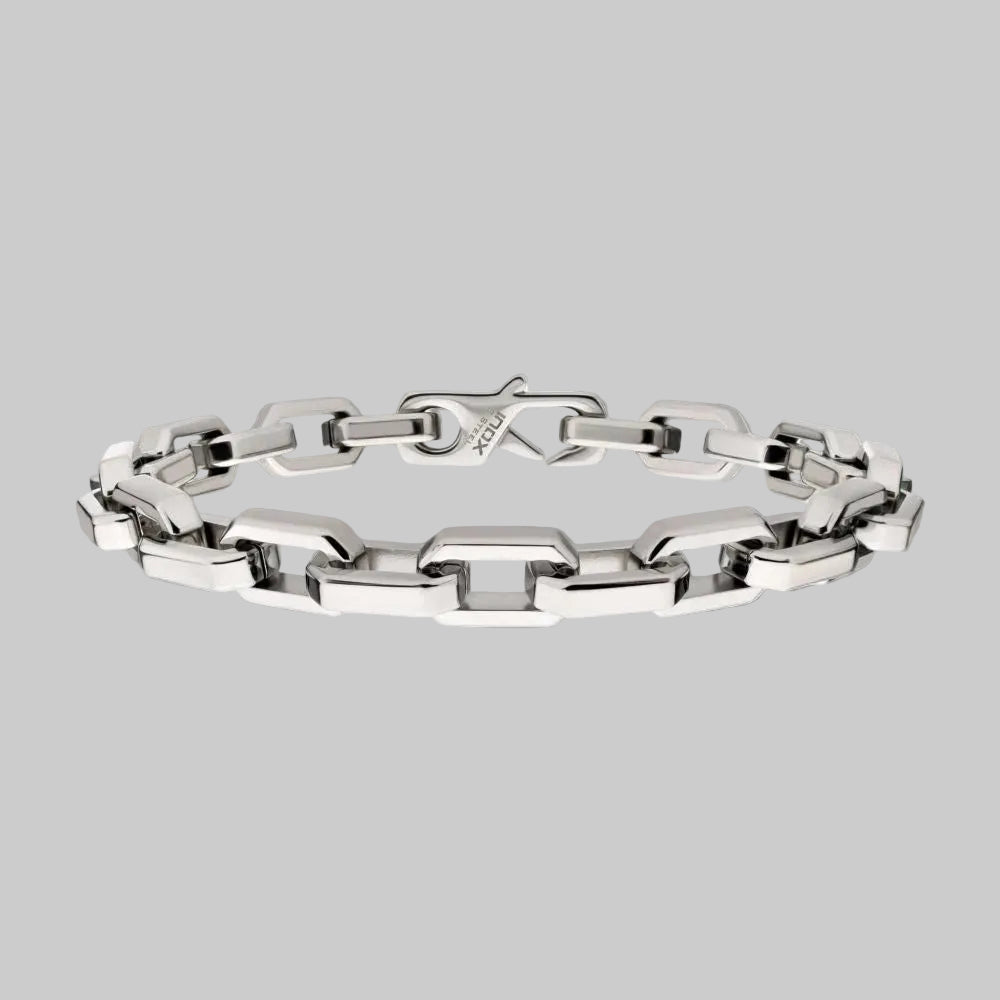 Men's 8mm Polished Finish Stainless Steel Paperclip Chain Bracelet