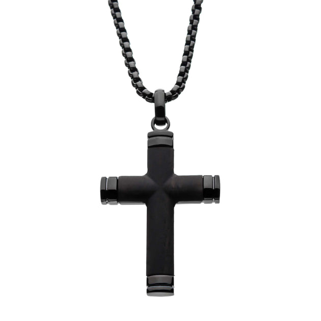 Wood Cross Pendant on Black Cord Necklace » Cross Charm