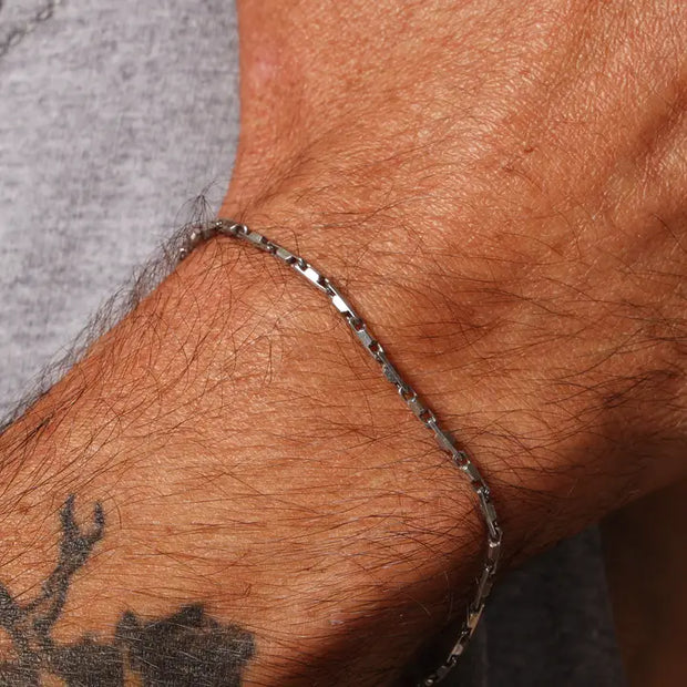 Men’s Oxidized Sterling Silver Chain Bracelet