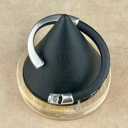 CHAIN ON BLACK LEATHER SELECTION -Arena Leather Bracelet Collection with <strong>Single</strong> Antique Silver Magnetic Clasp