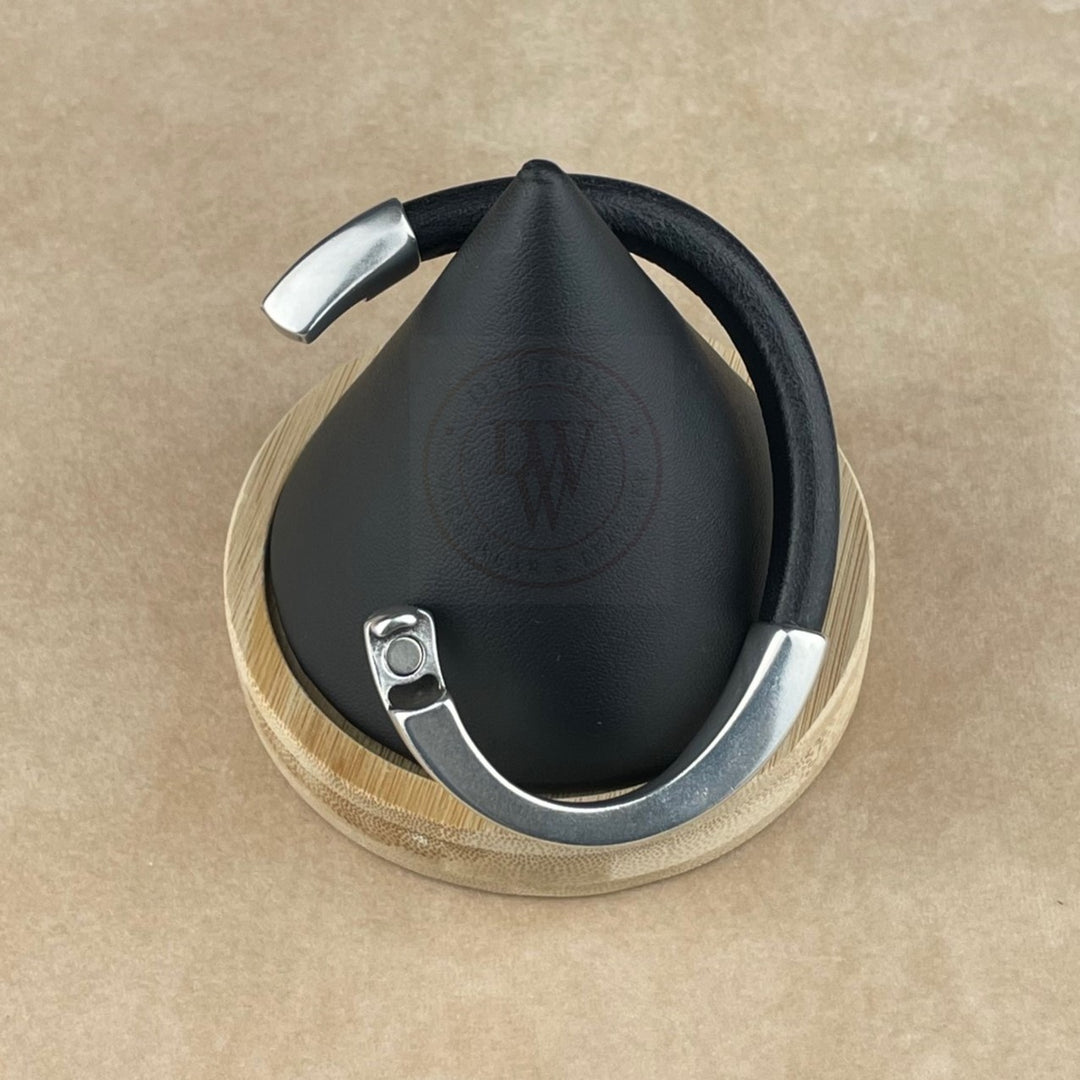 Arena Leather Bracelet in Black –Silver Magnetic Clasp