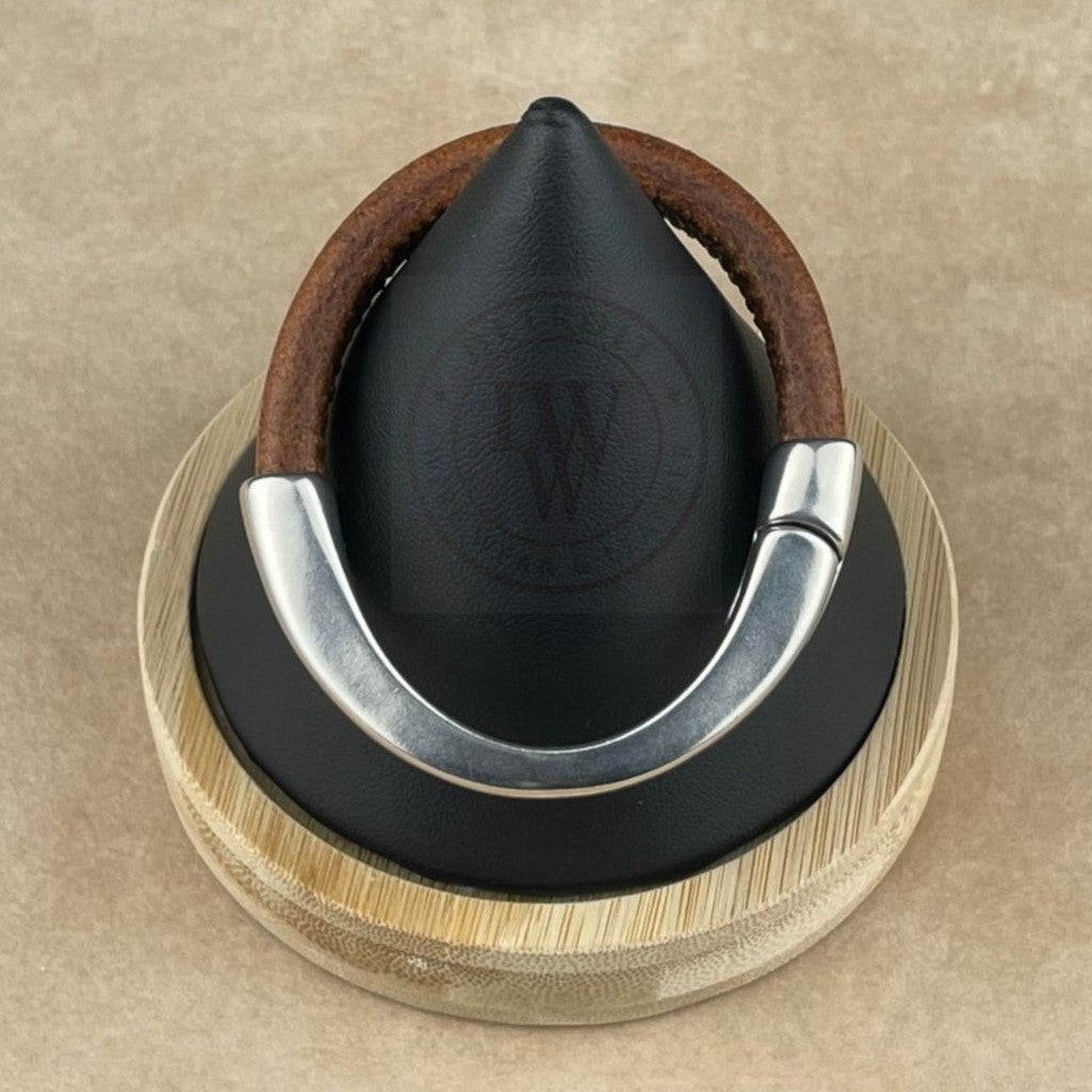 Arena Leather Bracelet in Distressed Tobacco –Silver Magnetic Clasp