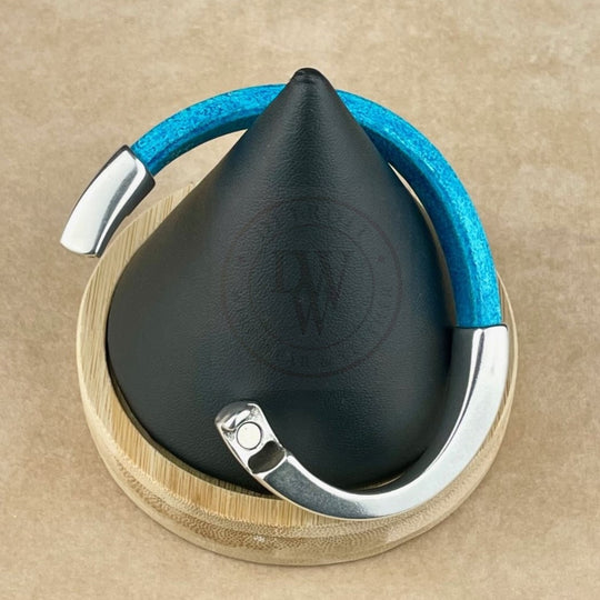 Arena Leather Bracelet in Distressed Turquoise –Silver Magnetic Clasp