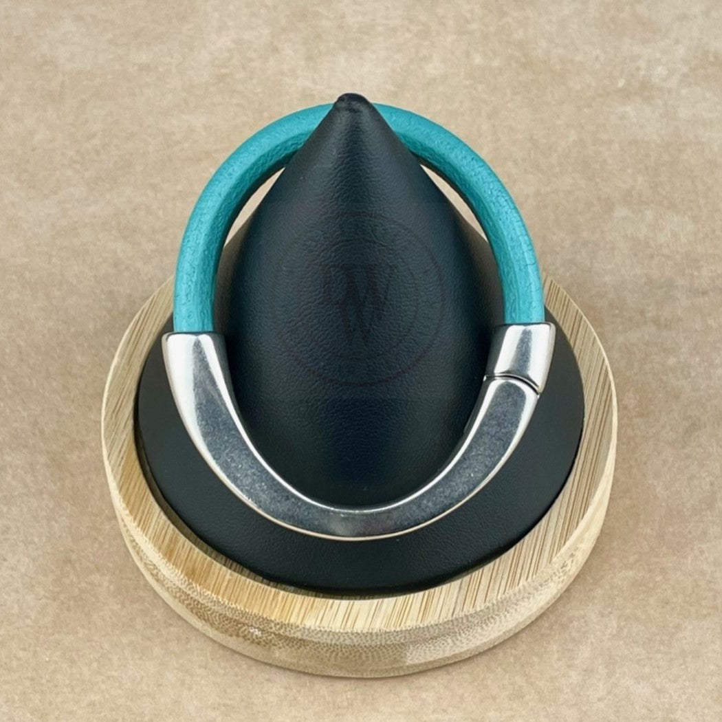 Arena Leather Bracelet in Turquoise–Silver Magnetic Clasp