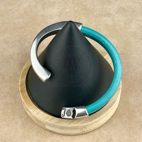 Arena Leather Bracelet in Turquoise–Silver Magnetic Clasp