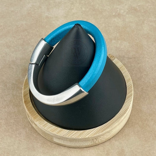 Arena Leather Bracelet in Blue Moon –Silver Magnetic Clasp