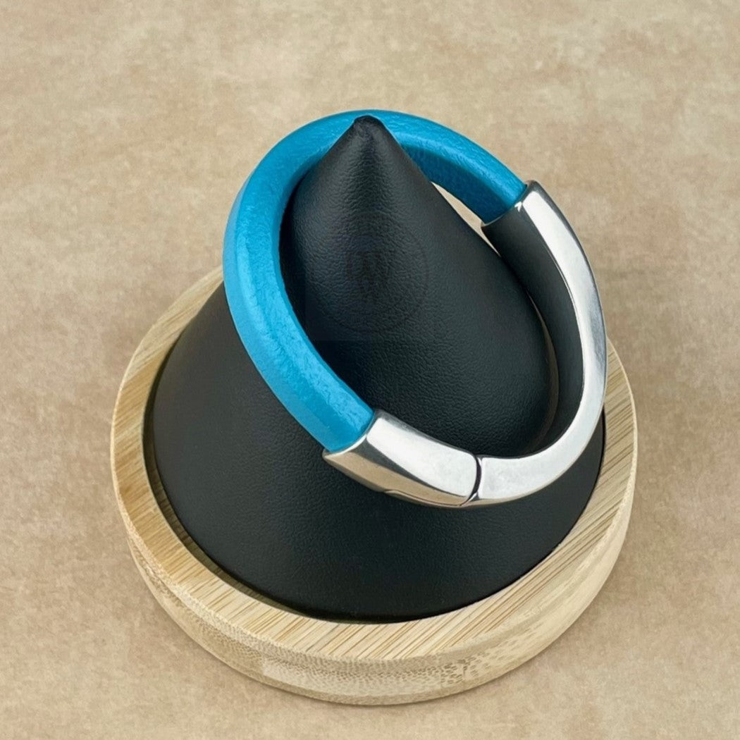 Arena Leather Bracelet in Blue Moon –Silver Magnetic Clasp