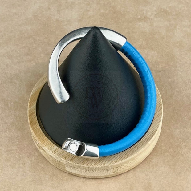 Men’s Arena Leather Bracelet in Sky Blue –Silver Magnetic Clasp