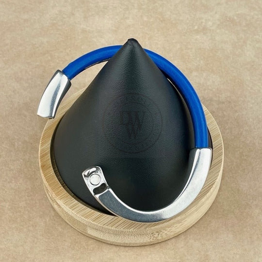 Arena Leather Bracelet in Electric Blue –Silver Magnetic Clasp