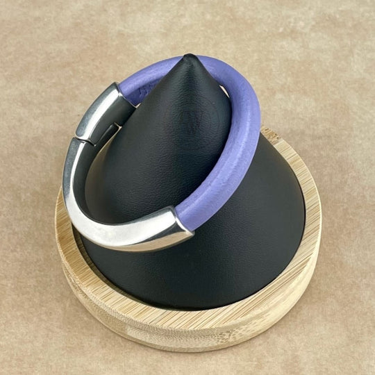 Arena Leather Bracelet in Lilac –Silver Magnetic Clasp