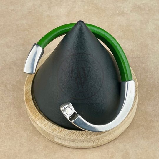 Arena Leather Bracelet in Kelly Green –Silver Magnetic Clasp