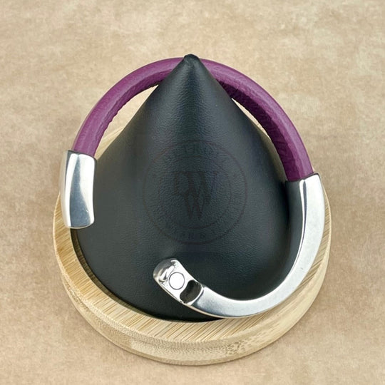 Arena Leather Bracelet in Plum –Silver Magnetic Clasp