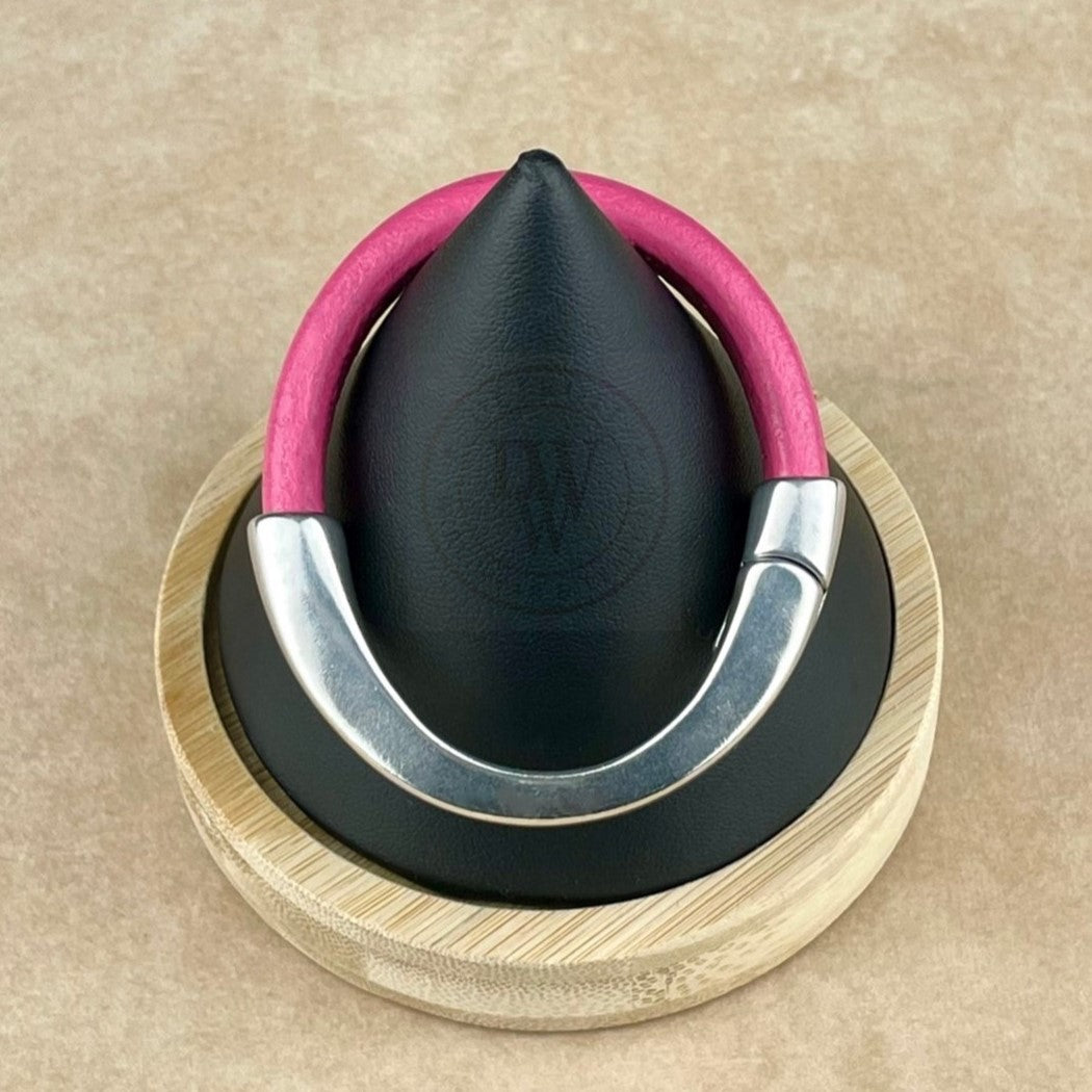 Arena Leather Bracelet in Fuchsia–Silver Magnetic Clasp