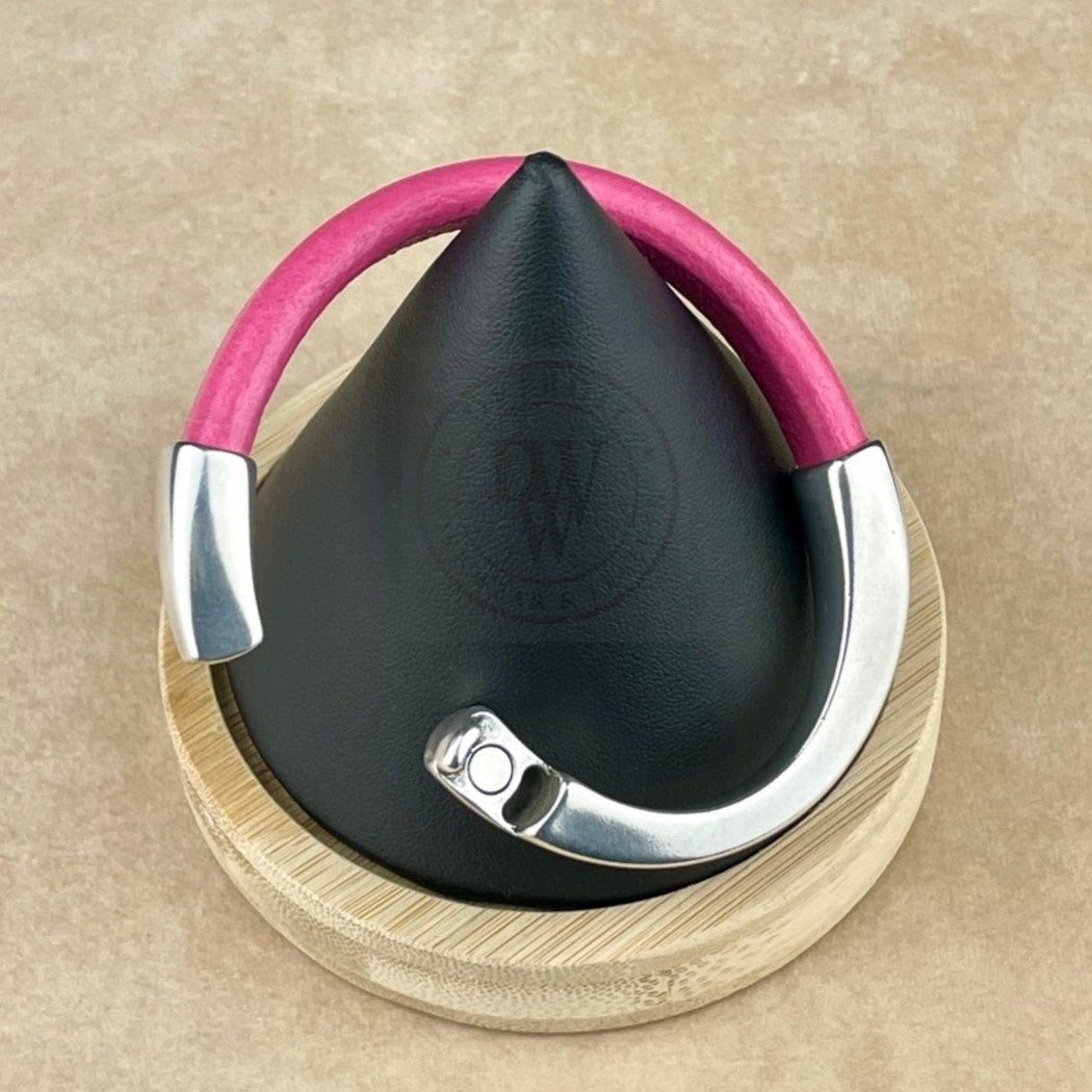 Arena Leather Bracelet in Fuchsia–Silver Magnetic Clasp