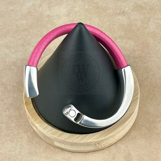 Arena Leather Bracelet in Fuchsia–Silver Magnetic Clasp