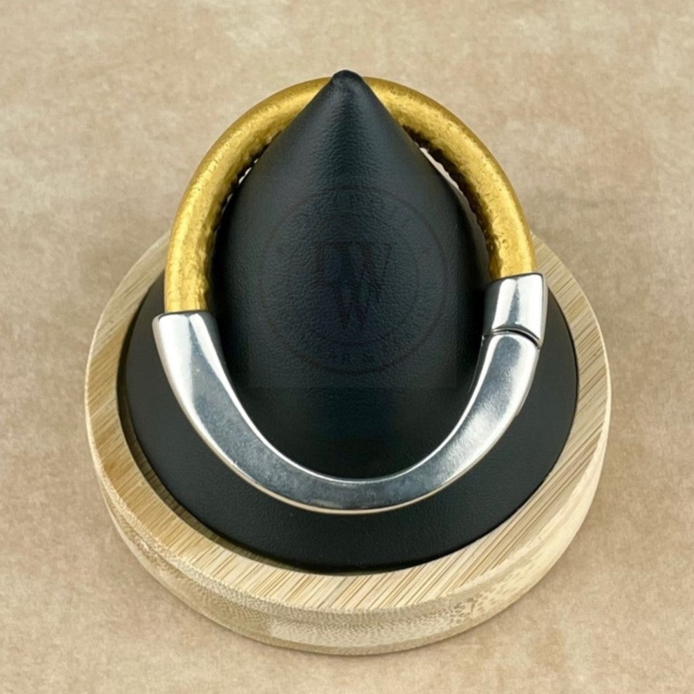 Arena Leather Bracelet in Metallic Gold –Silver Magnetic Clasp