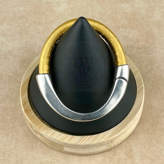 Arena Leather Bracelet in Metallic Gold –Silver Magnetic Clasp