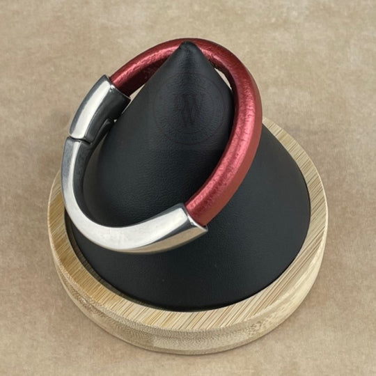 Arena Leather Bracelet in Metallic Copper –Silver Magnetic Clasp