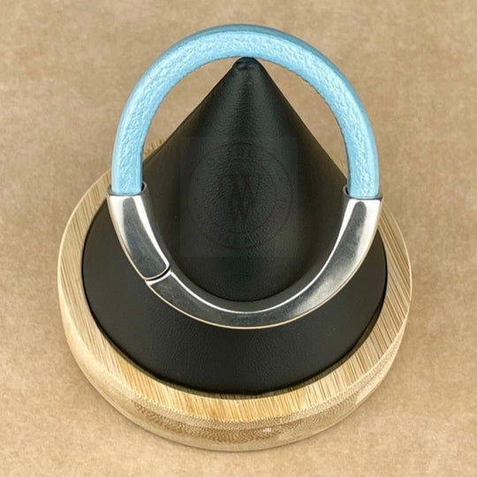 Arena Leather Bracelet in Metallic Sky Blue –Silver Magnetic Clasp