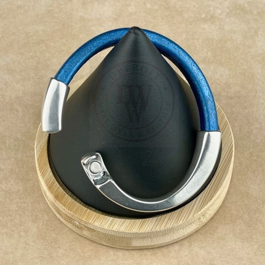 Arena Leather Bracelet in Metallic Cobalt Blue – Silver Magnetic Clasp