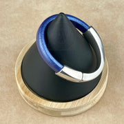 Arena Leather Bracelet in Metallic Amethyst–Silver Magnetic Clasp