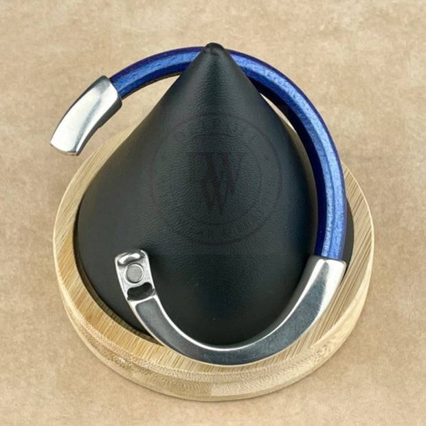 Arena Leather Bracelet in Metallic Amethyst–Silver Magnetic Clasp