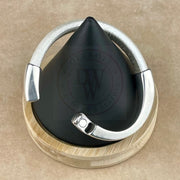 METALLIC PEARL WHITE Arena Leather Bracelet Collection with <strong>Single</strong> Antique Silver Magnetic Clasp