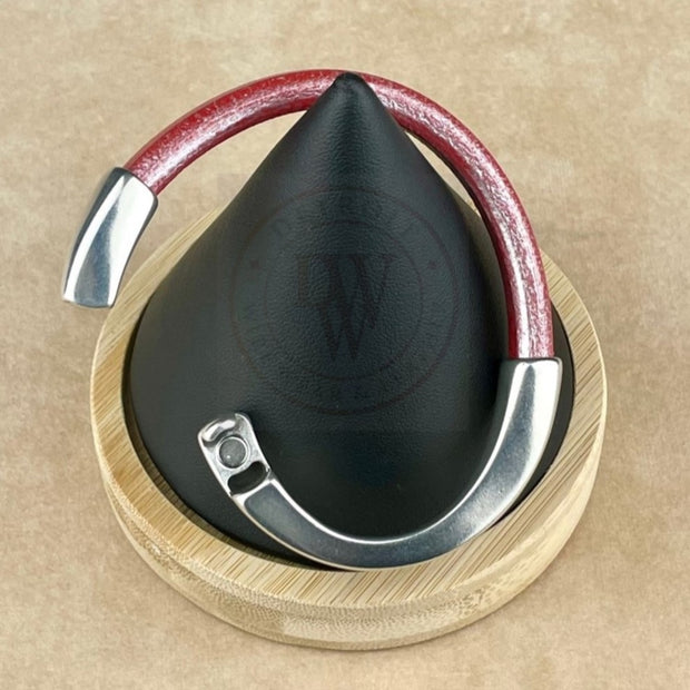 Arena Leather Bracelet in Metallic Coral –Silver Magnetic Clasp