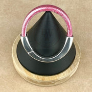 Arena Leather Bracelet in Metallic Fuschsia –Silver Magnetic Clasp