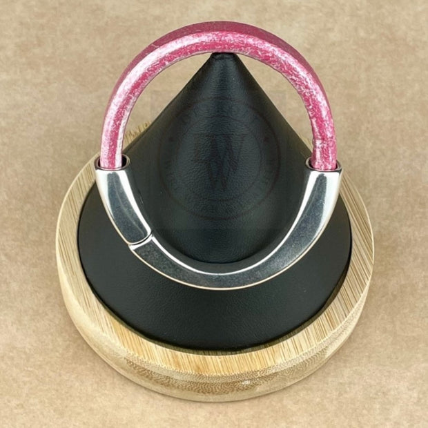 Arena Leather Bracelet in Metallic Fuschsia –Silver Magnetic Clasp