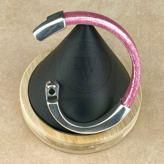 Arena Leather Bracelet in Metallic Fuschsia –Silver Magnetic Clasp