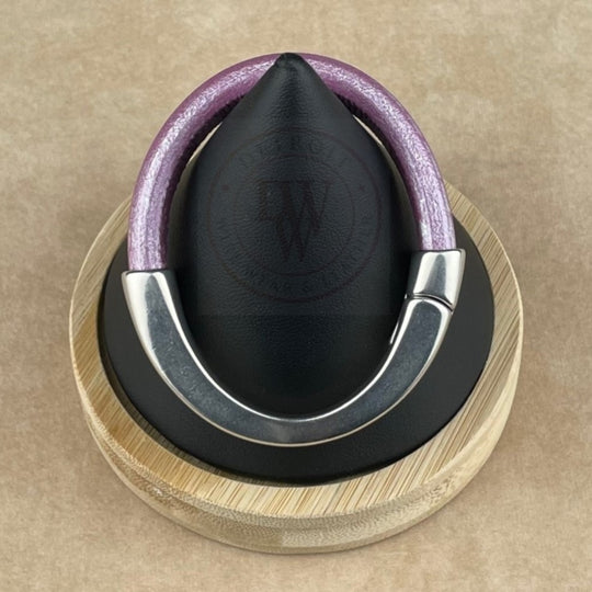 Arena Leather Bracelet in Metallic Orchid –Silver Magnetic Clasp