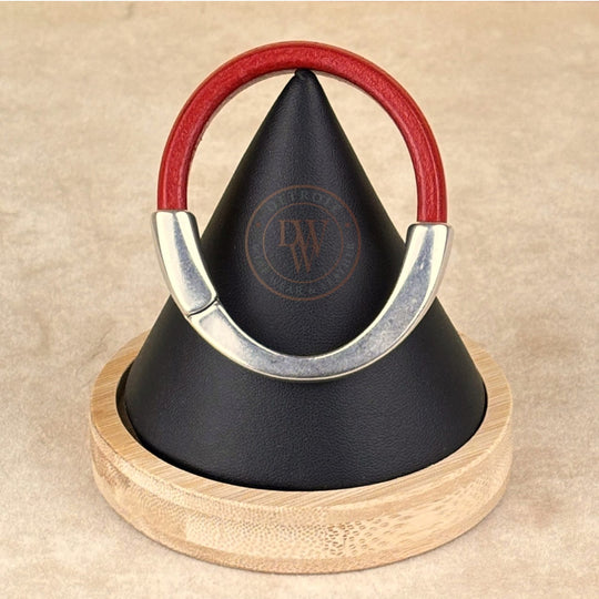 Arena Leather Bracelet in Cherry Red –Silver Magnetic Clasp