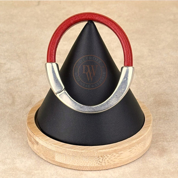 Arena Leather Bracelet in Cherry Red –Silver Magnetic Clasp