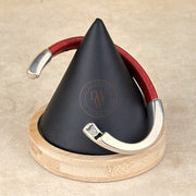 Arena Leather Bracelet in Cherry Red –Silver Magnetic Clasp