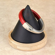 Arena Leather Bracelet in Cherry Red –Silver Magnetic Clasp