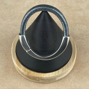 SILVER & GRAY SELECTION -  Arena Leather Bracelet Collection with <strong>Single</strong> Antique Silver Magnetic Clasp