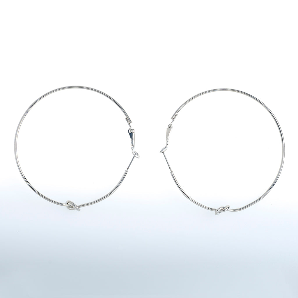 Large Silver 2 1/2" Hoop Earrings