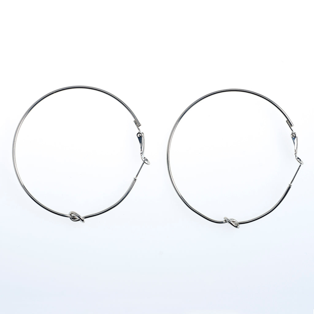 Large Silver 2 1/2" Hoop Earrings