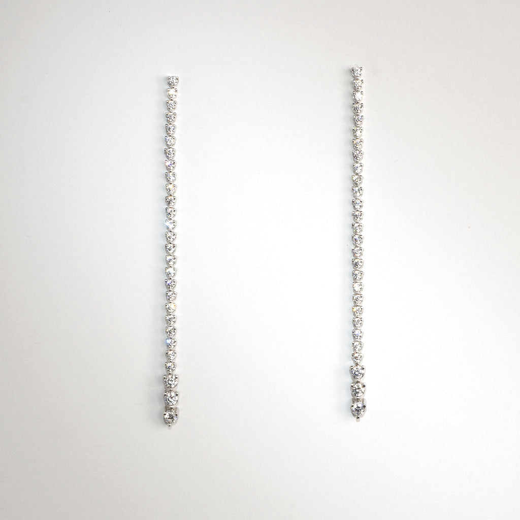 Silver Cubic Zirconium Long Earrings