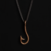 Men’s Bronze Hook Necklace 925 Oxidized Sterling Silver Chain