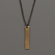Bronze Tag Necklace for Men on Oxidized Sterling Silver Curb Chain