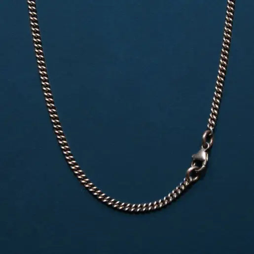 Men’s Bronze Hook Necklace 925 Oxidized Sterling Silver Chain