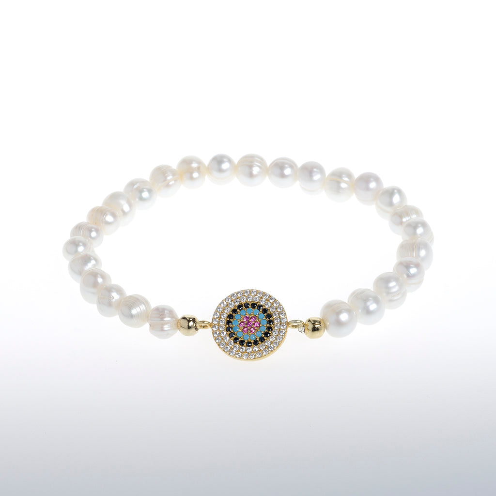 .925 Silver Pave Charm Stretch Bracelet