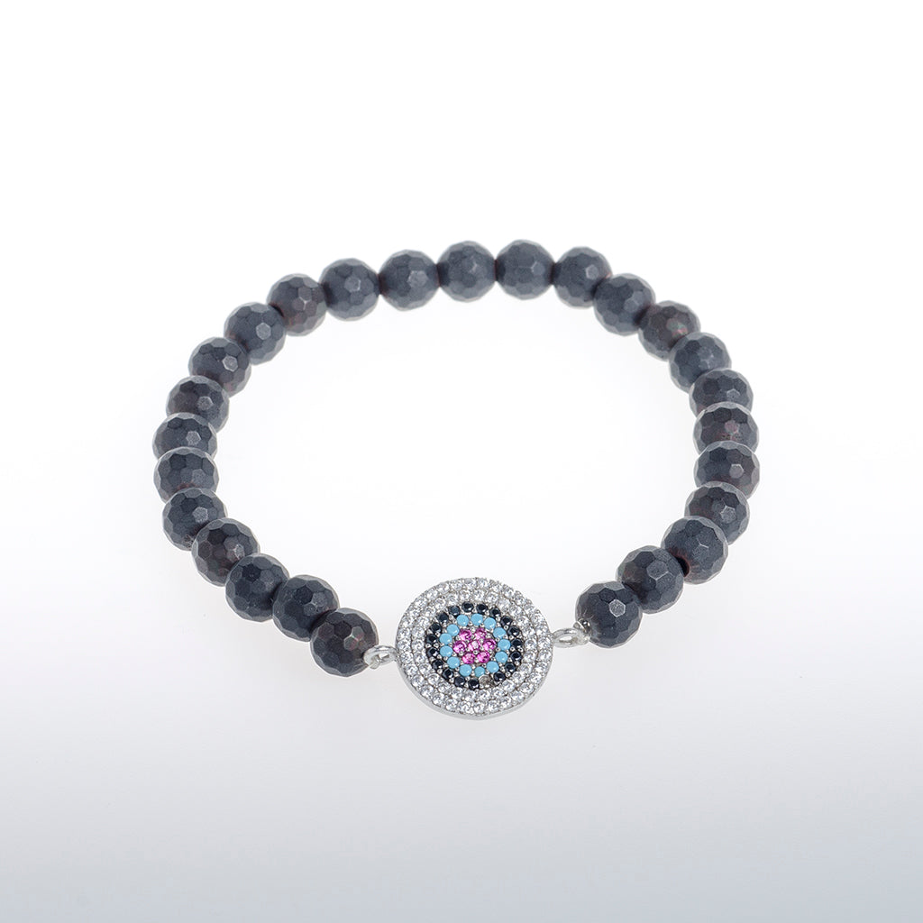 .925 Silver Pave Charm Stretch Bracelet