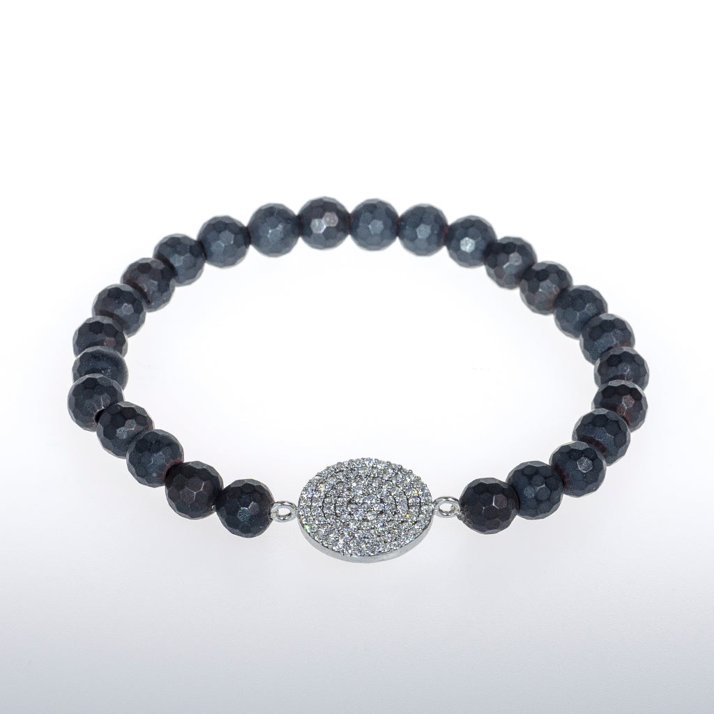.925 Silver Pave Charm Stretch Bracelet