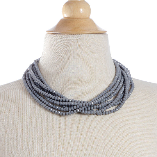 Stella Multi Strand Gray Crystal Necklace