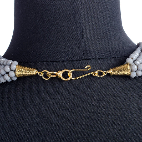 Stella Multi Strand Gray Crystal Necklace