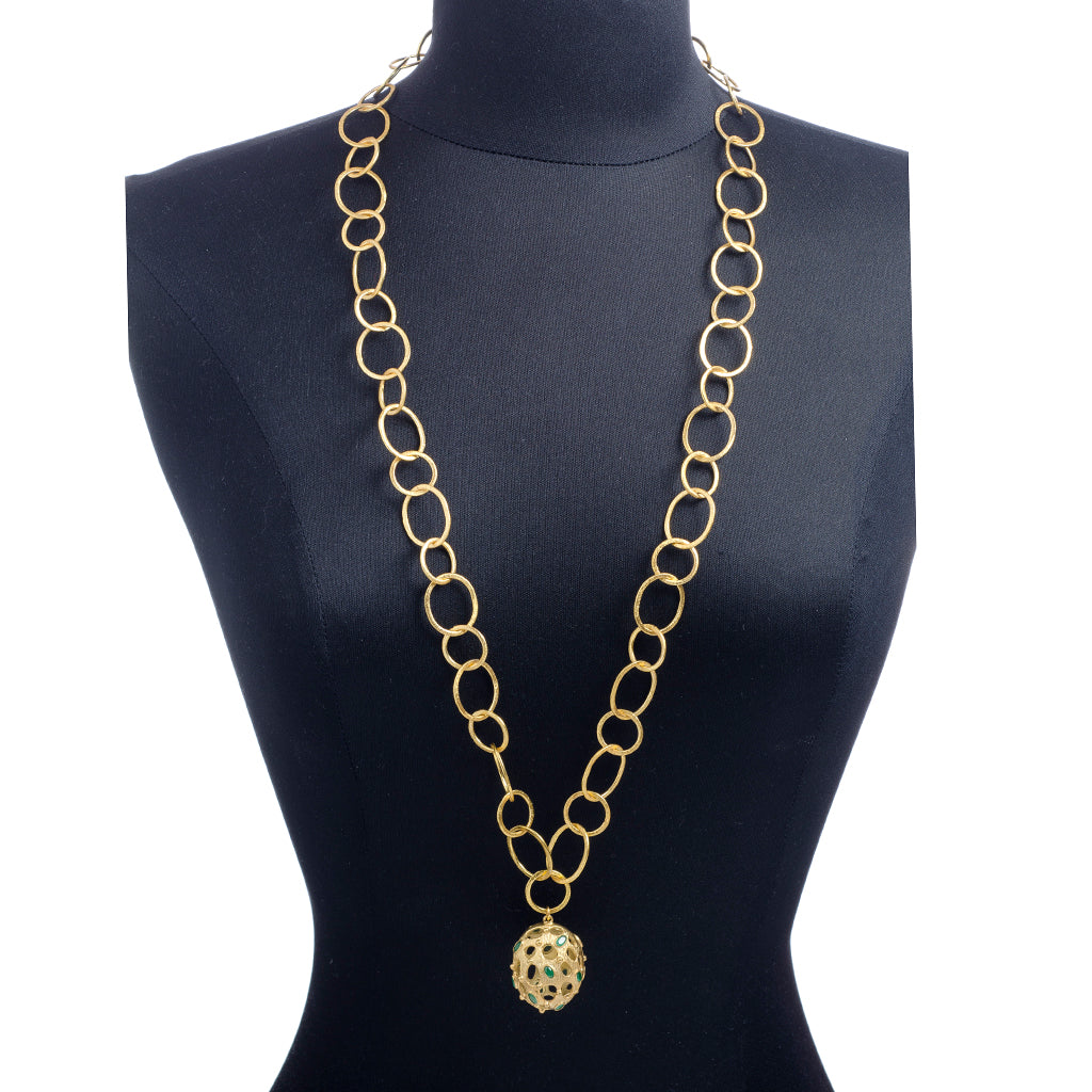 Pomegranate Pendant Brushed Gold necklace